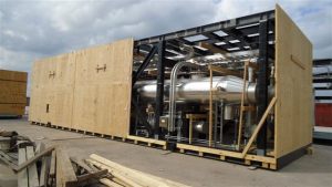 Cryogenic plant module in process of export packing